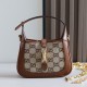 Gucci Jackie 1961 Crystal Gg Mini Shoulder Bag Camel And Ebony Canvas