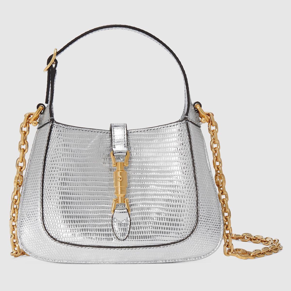 Gucci Jackie 1961 Lizard Mini Bag Silver