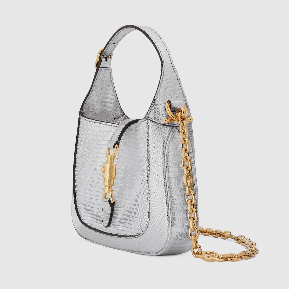 Gucci Jackie 1961 Lizard Mini Bag Silver