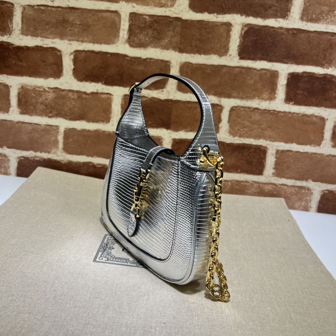 Gucci Jackie 1961 Lizard Mini Bag Silver