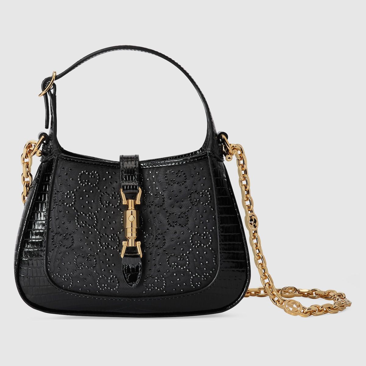 Gucci Jackie 1961 Gg Crystal Mini Bag Black