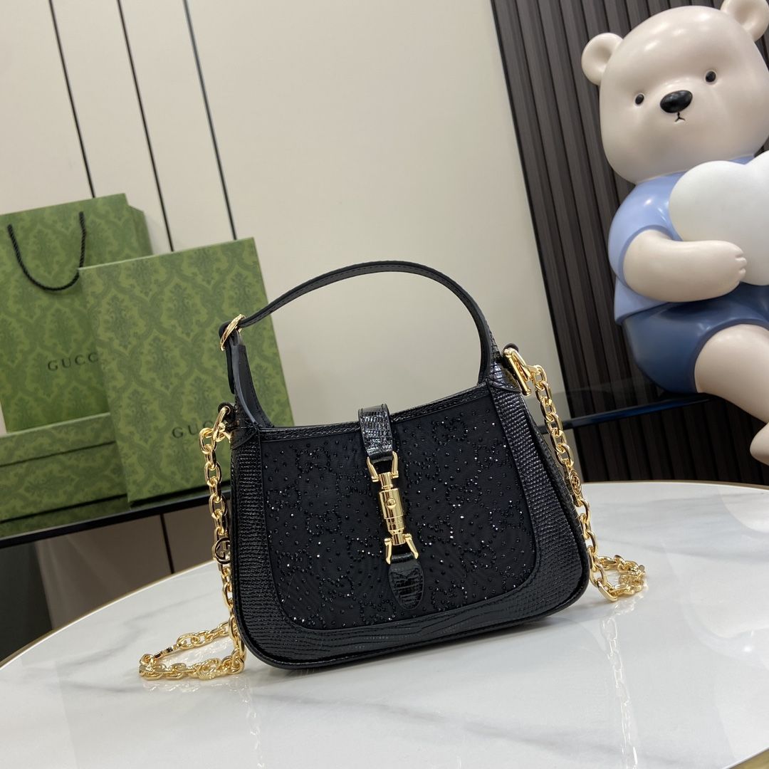 Gucci Jackie 1961 Gg Crystal Mini Bag Black