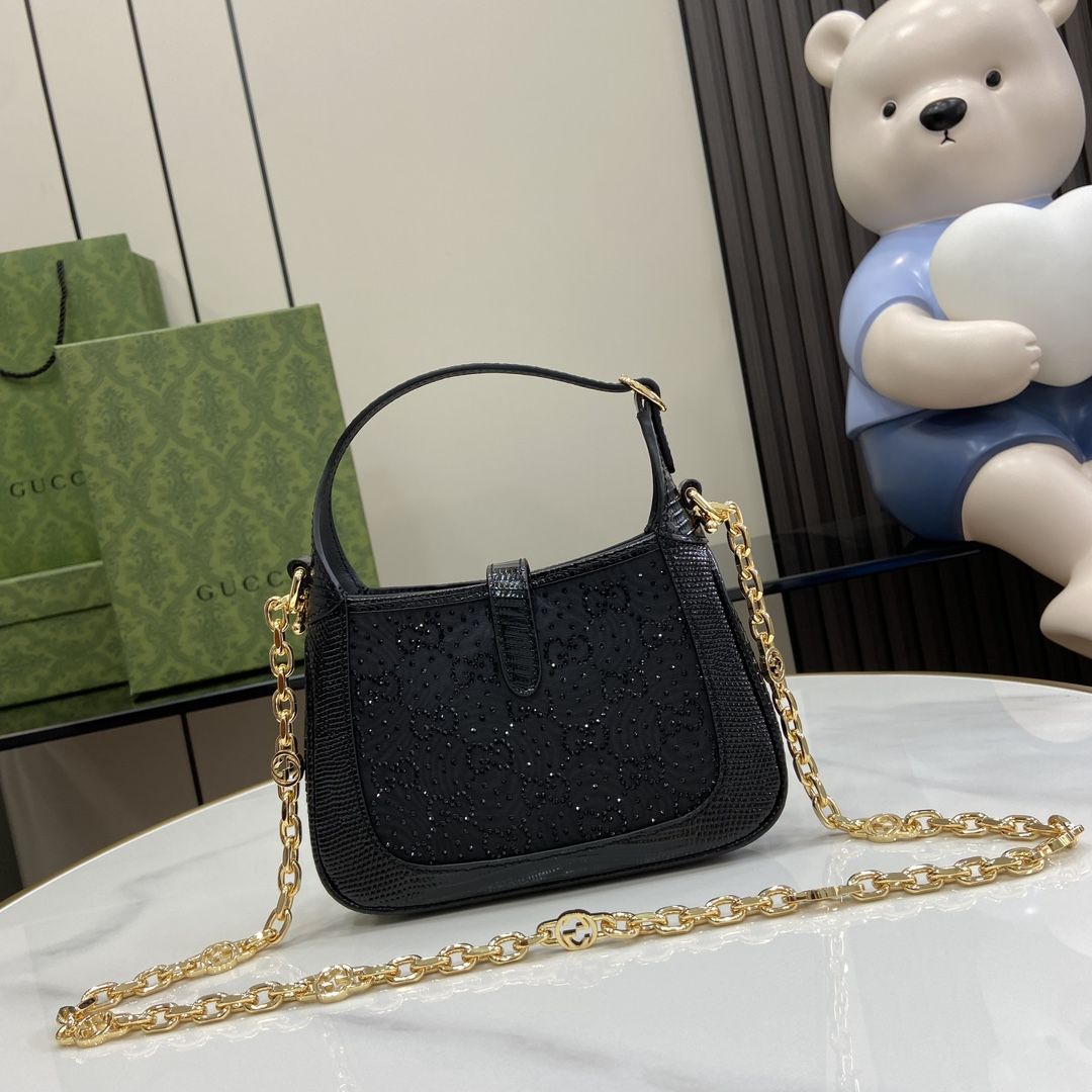 Gucci Jackie 1961 Gg Crystal Mini Bag Black