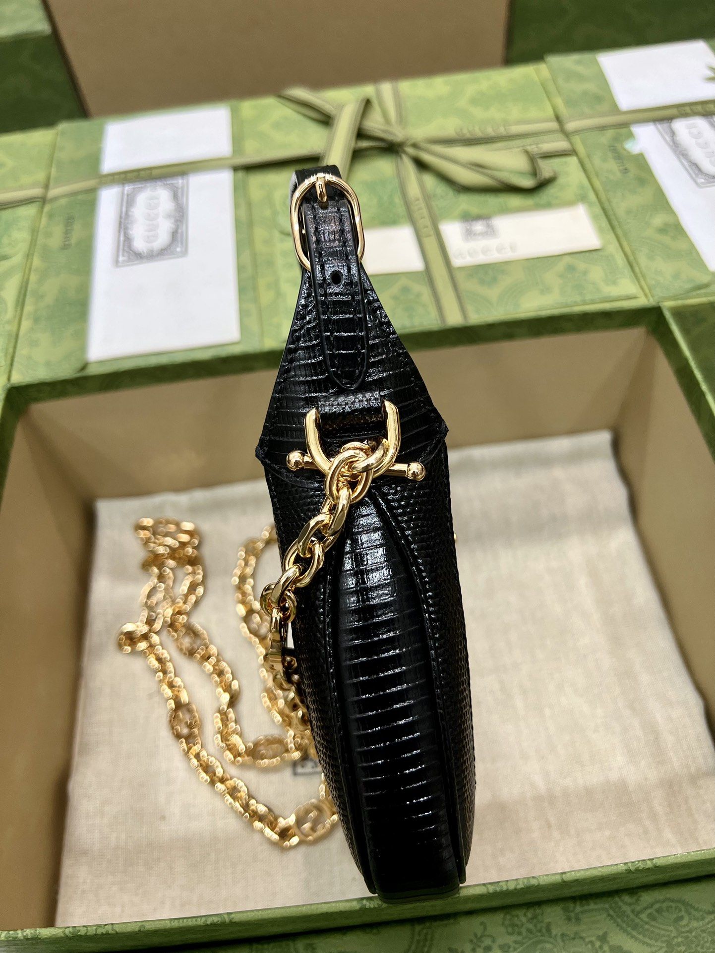 Gucci Jackie 1961 Lizard Mini Bag Black