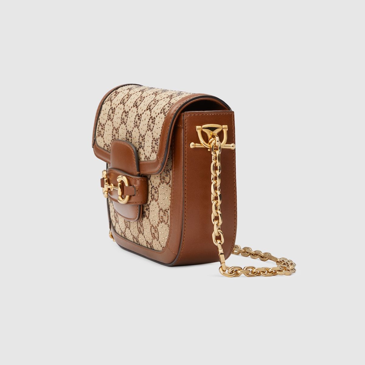 Gucci Horsebit 1955 Gg Mini Bag Camel And Ebony Canvas