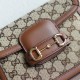 Gucci Horsebit 1955 Gg Mini Bag Camel And Ebony Canvas