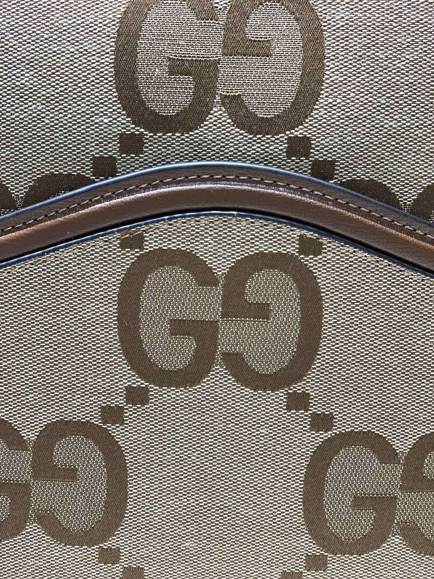 Gucci Jumbo Gg Messenger Bag Camel And Ebony Gg Canvas