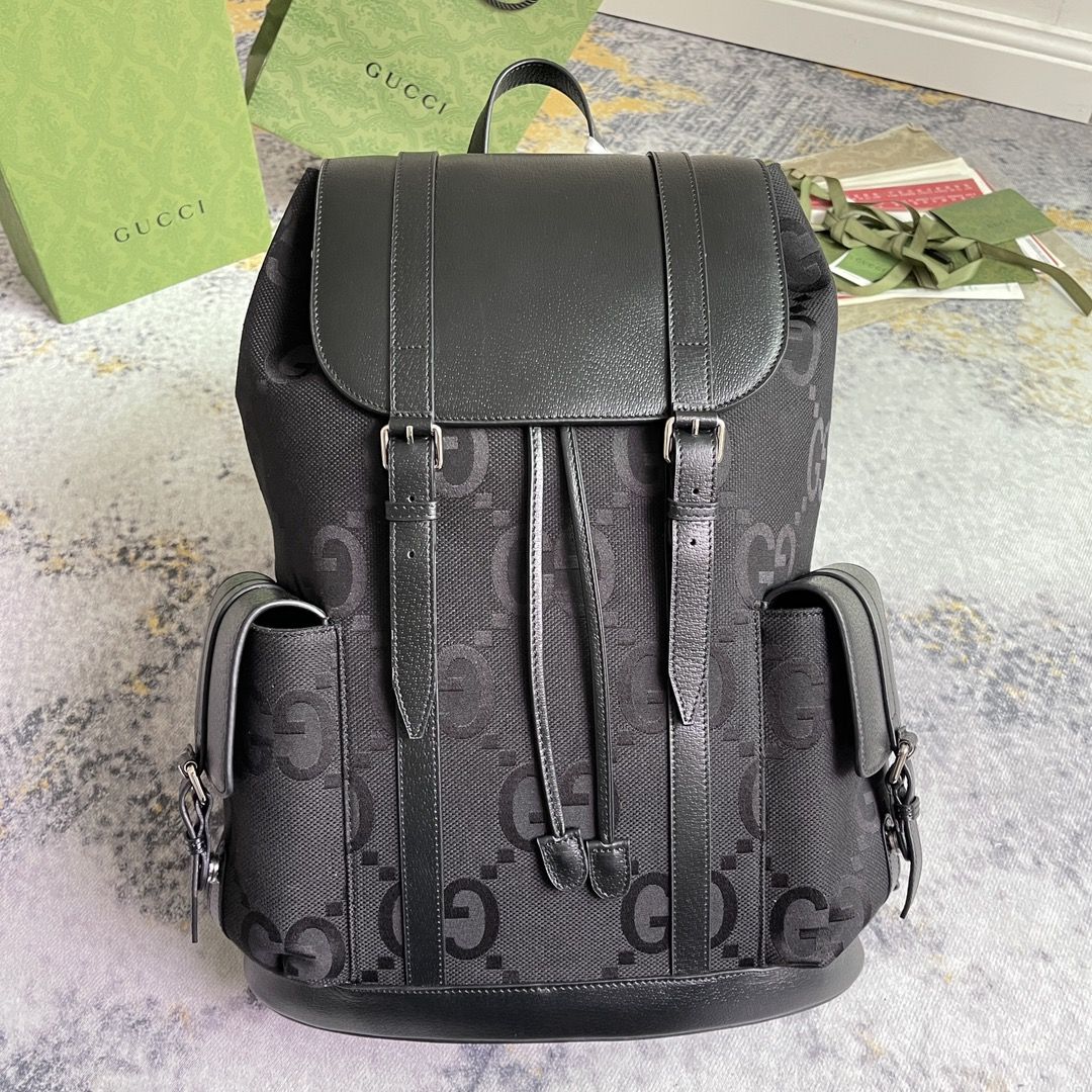 Gucci Jumbo Gg Backpack Black Gg Canvas