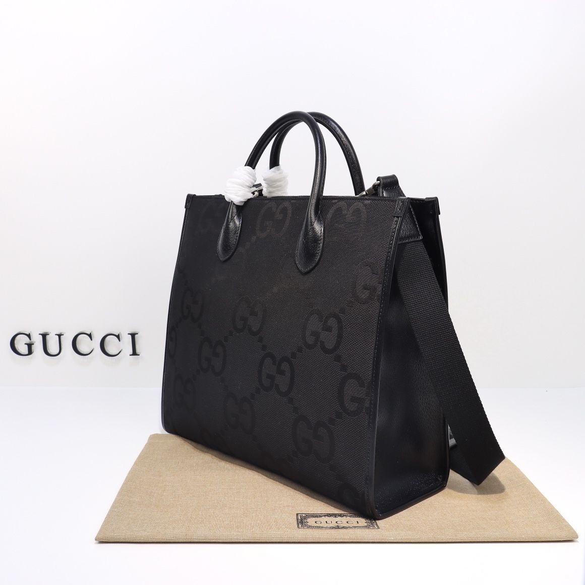 Gucci Jumbo Gg Tote Bag Black Gg Canvas