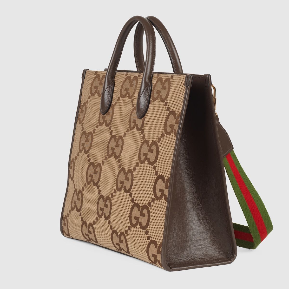 Gucci Jumbo Gg Tote Bag Camel And Ebony Gg Canvas