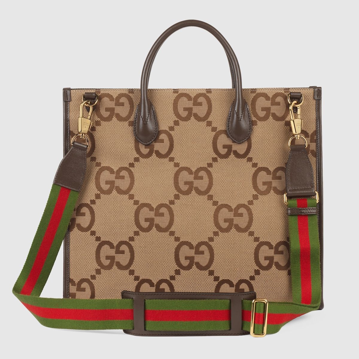 Gucci Jumbo Gg Tote Bag Camel And Ebony Gg Canvas