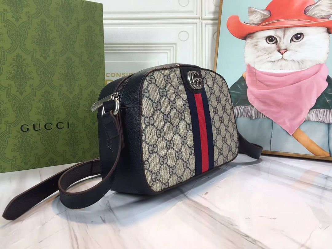 Gucci Ophidia Gg Crossbody Bag Beige And Blue Gg Supreme