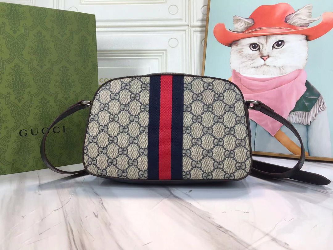 Gucci Ophidia Gg Crossbody Bag Beige And Blue Gg Supreme