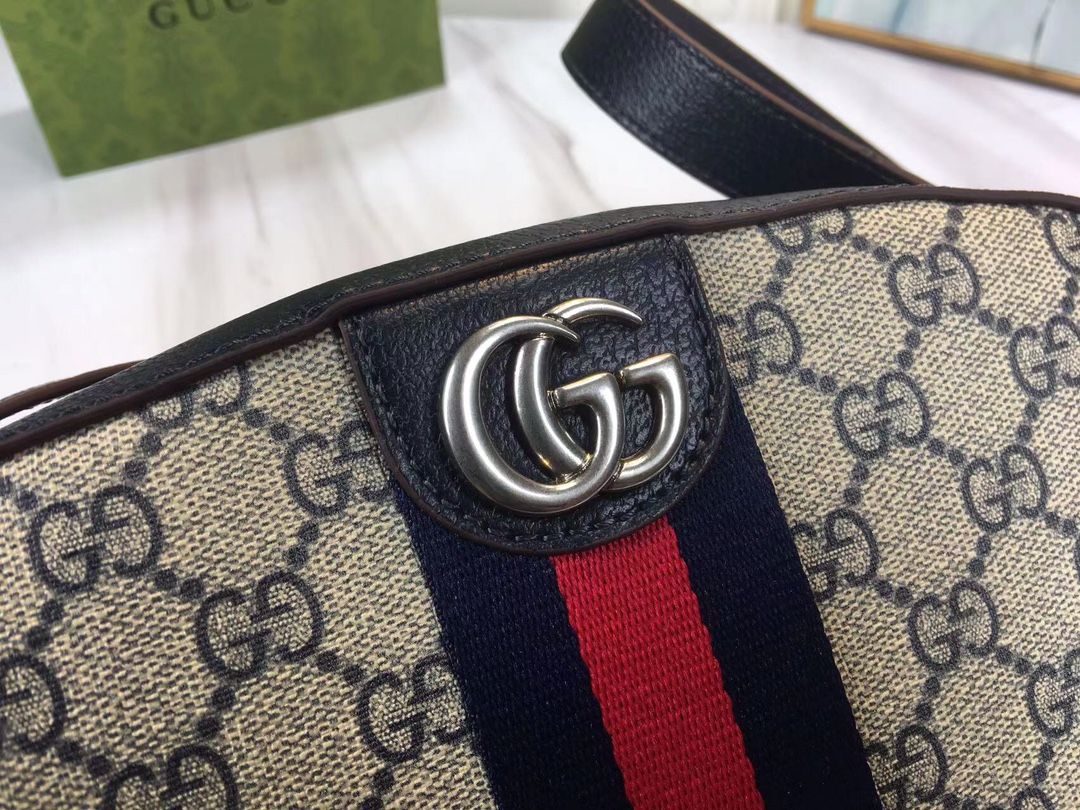 Gucci Ophidia Gg Crossbody Bag Beige And Blue Gg Supreme