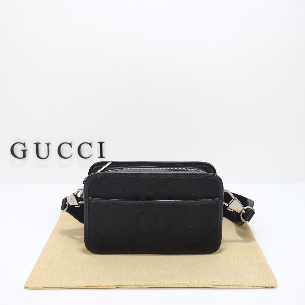 Gucci Jumbo Gg Mini Bag Black Canvas