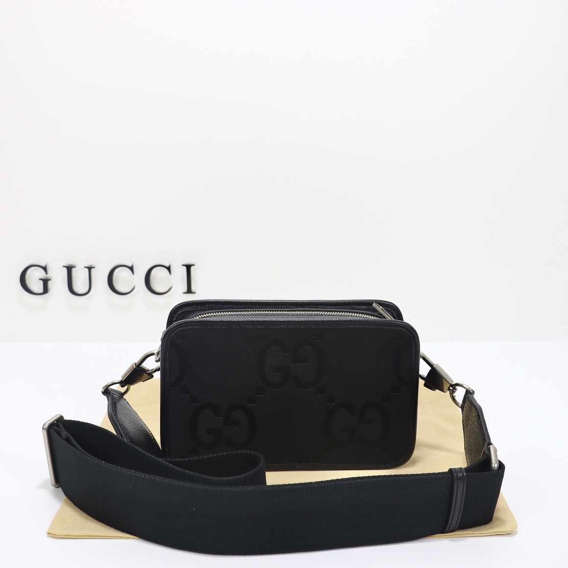 Gucci Jumbo Gg Mini Bag Black Canvas