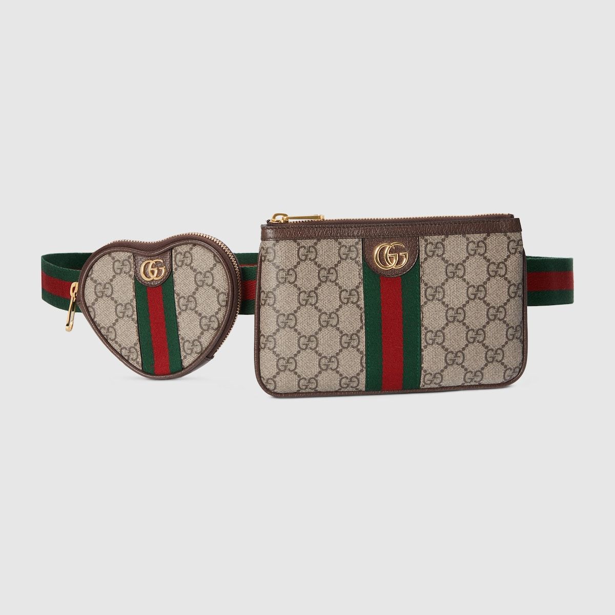 Gucci Ophidia Gg Heart Utility Belt Beige And Ebony Gg Supreme