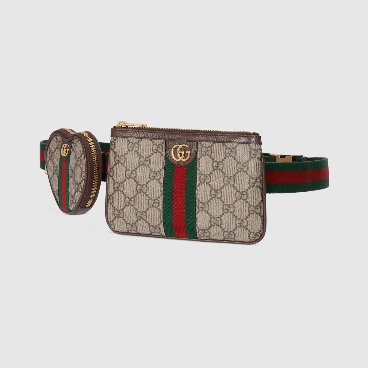 Gucci Ophidia Gg Heart Utility Belt Beige And Ebony Gg Supreme