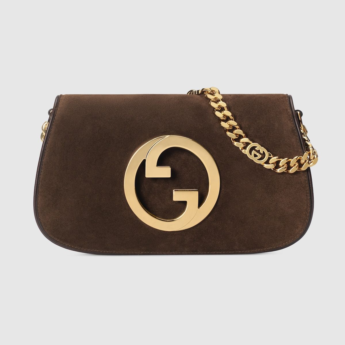 Gucci Blondie Small Shoulder Bag Brown Suede