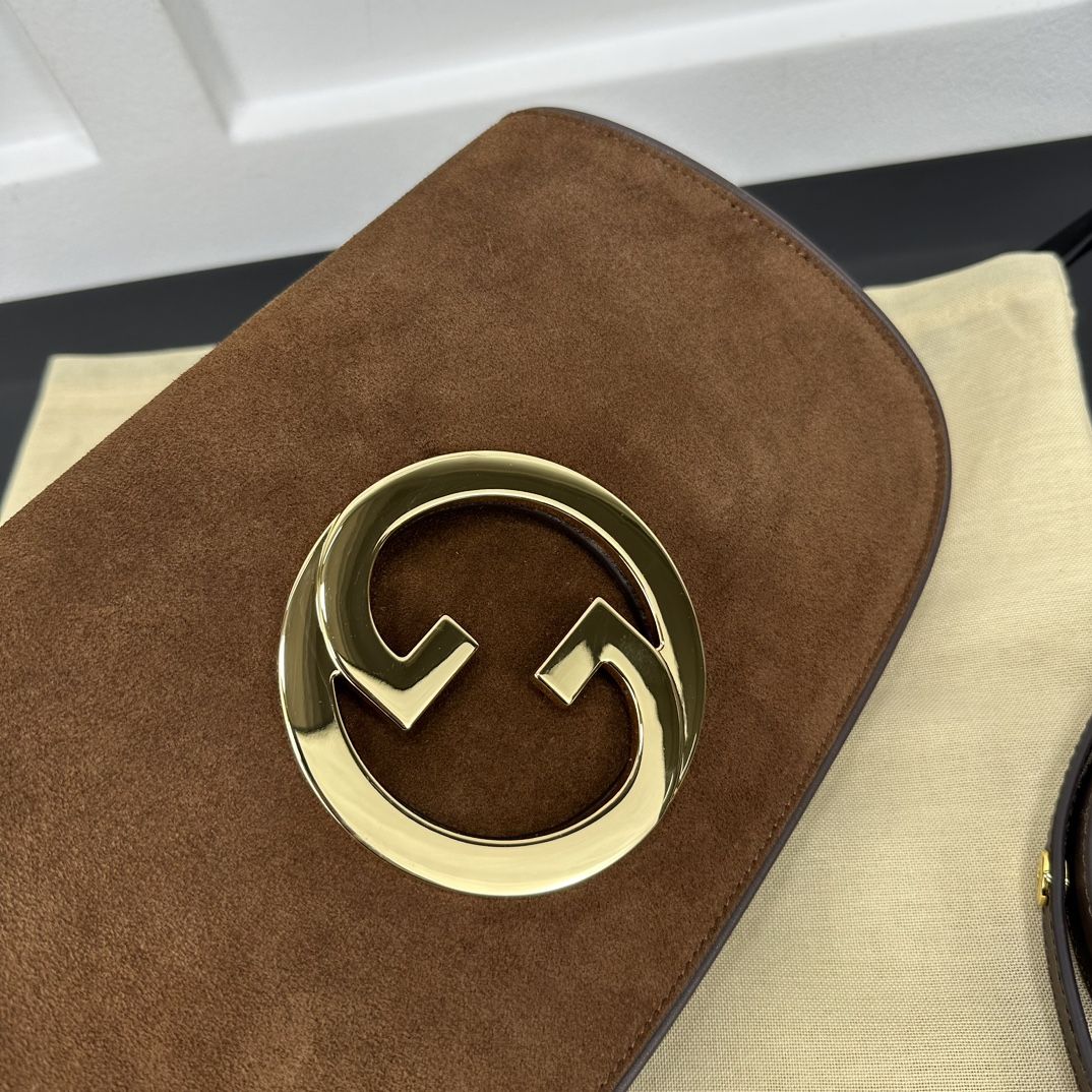 Gucci Blondie Small Shoulder Bag Brown Suede