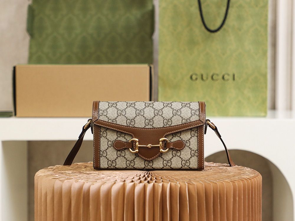 Gucci Horsebit 1955 Mini Bag Beige And Ebony Gg Supreme