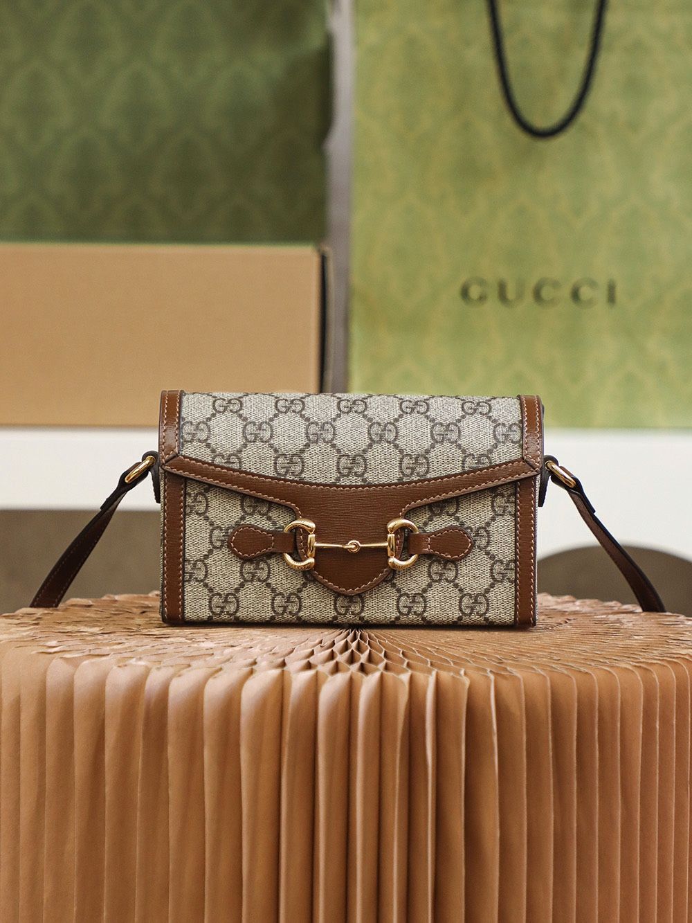 Gucci Horsebit 1955 Mini Bag Beige And Ebony Gg Supreme