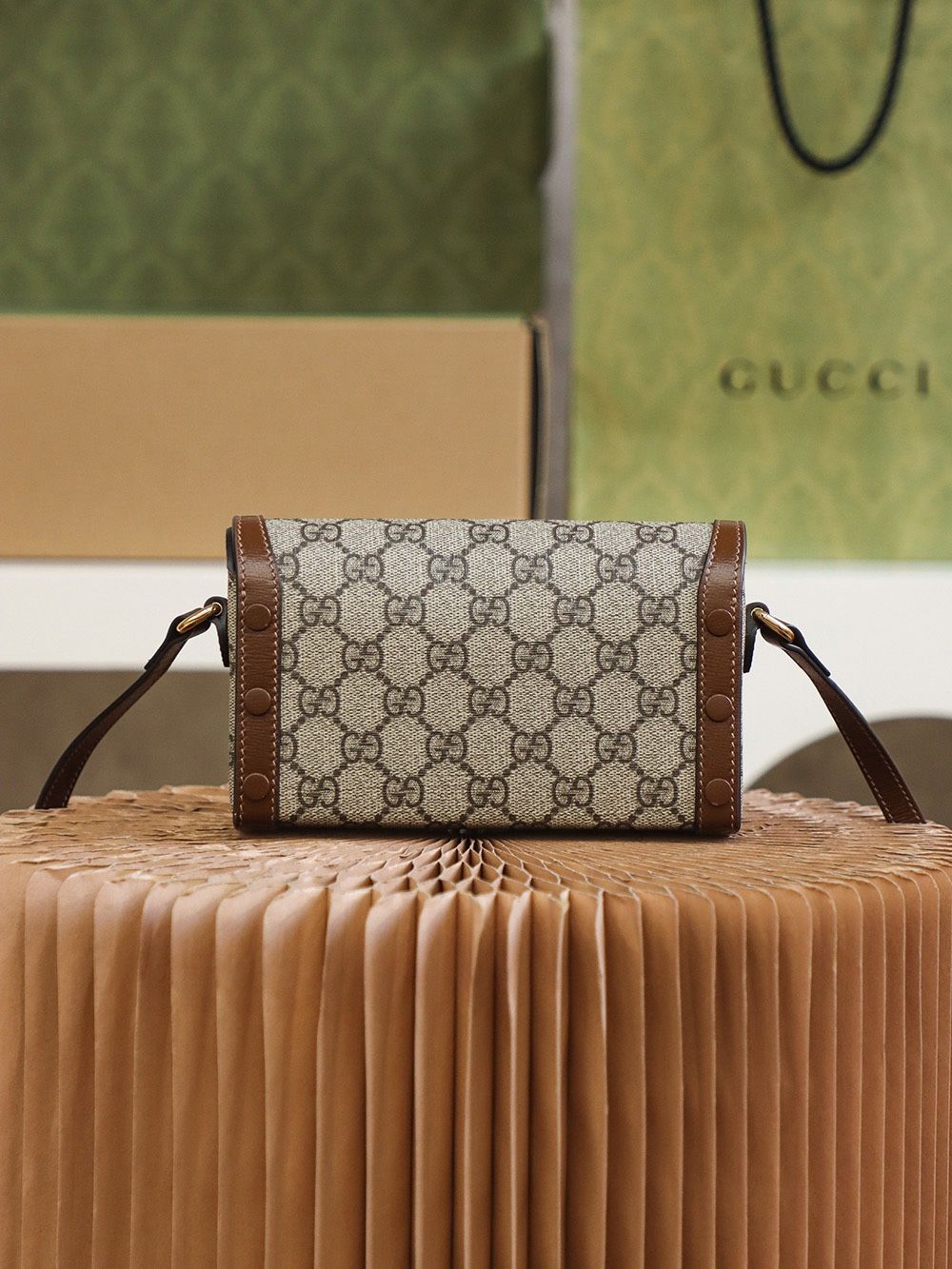 Gucci Horsebit 1955 Mini Bag Beige And Ebony Gg Supreme