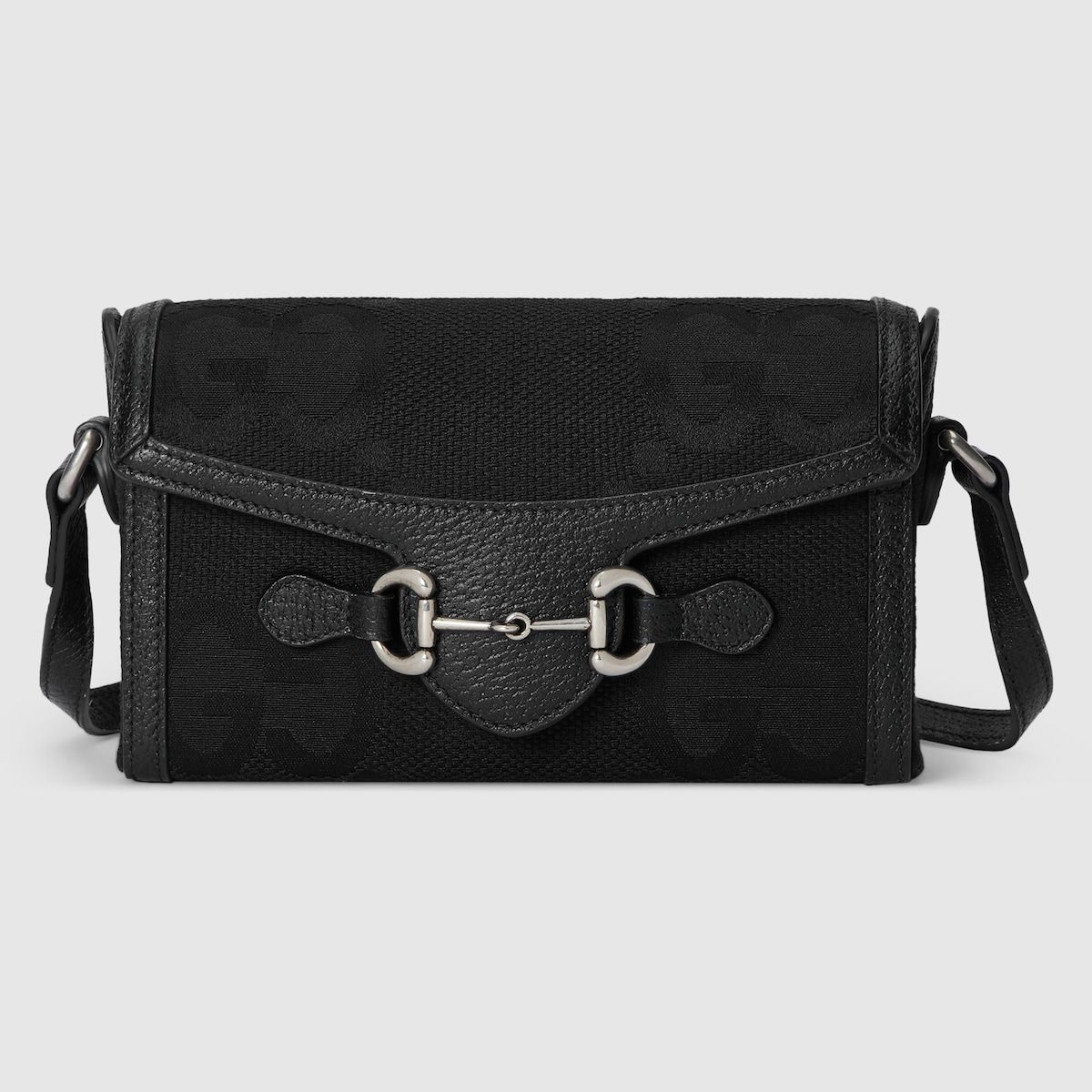 Gucci Horsebit 1955 Jumbo Gg Mini Bag Black Canvas