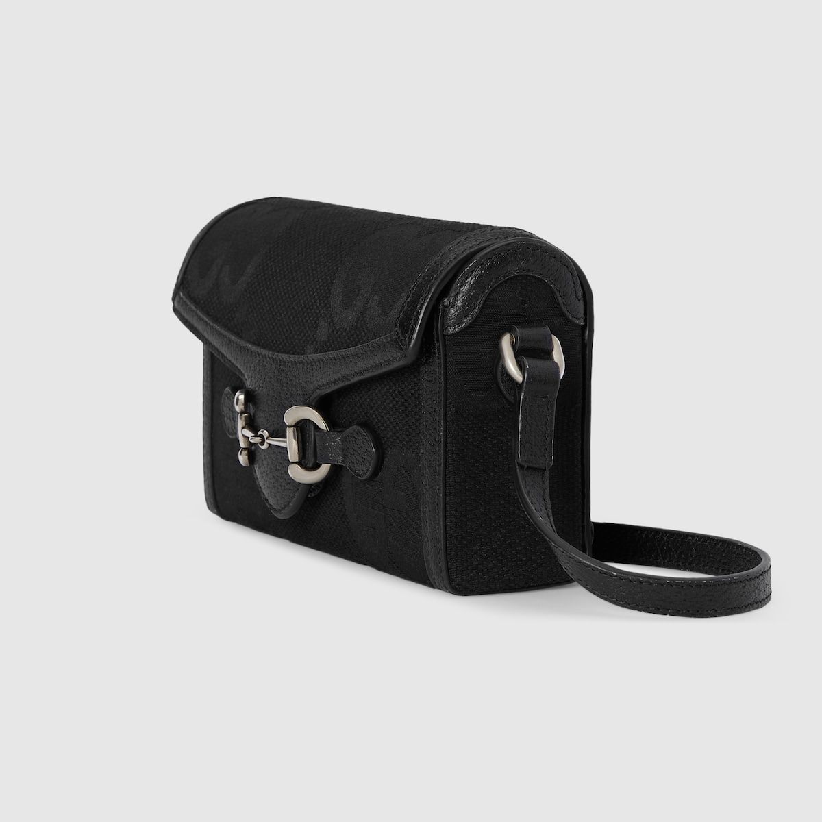 Gucci Horsebit 1955 Jumbo Gg Mini Bag Black Canvas