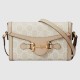 Gucci Horsebit 1955 Mini Bag Beige And White Gg Supreme