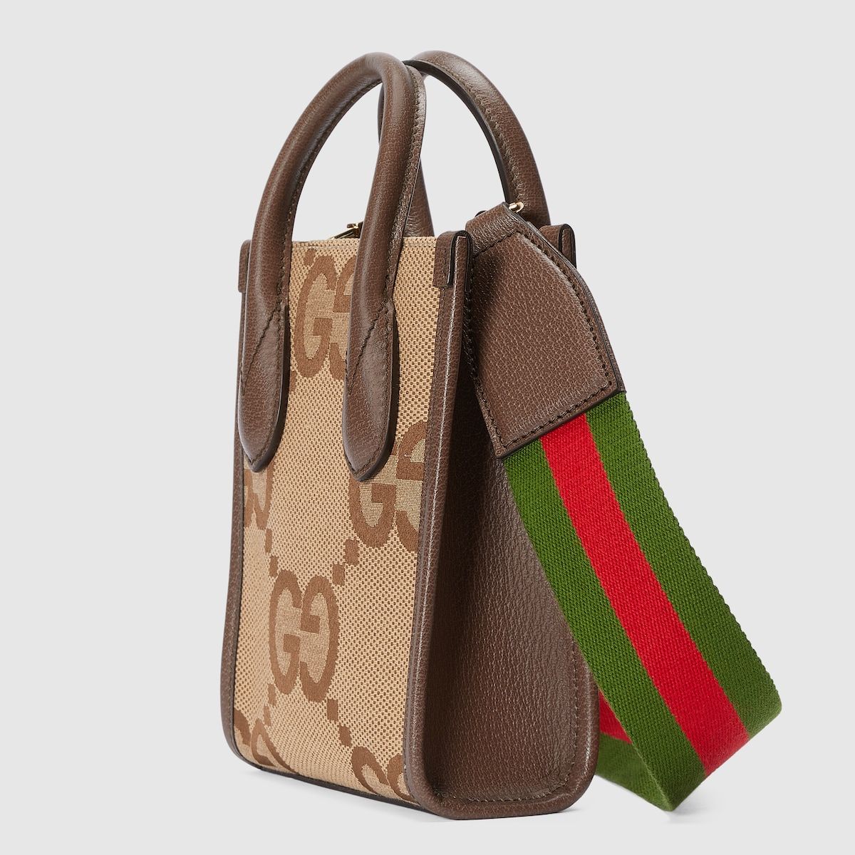 Gucci Jumbo Gg Mini Tote Bag Camel And Ebony Gg Canvas