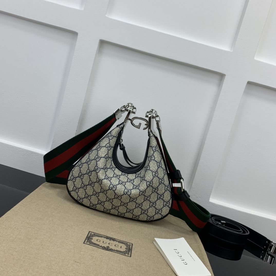 Gucci Attache Small Shoulder Bag Beige And Blue Supreme