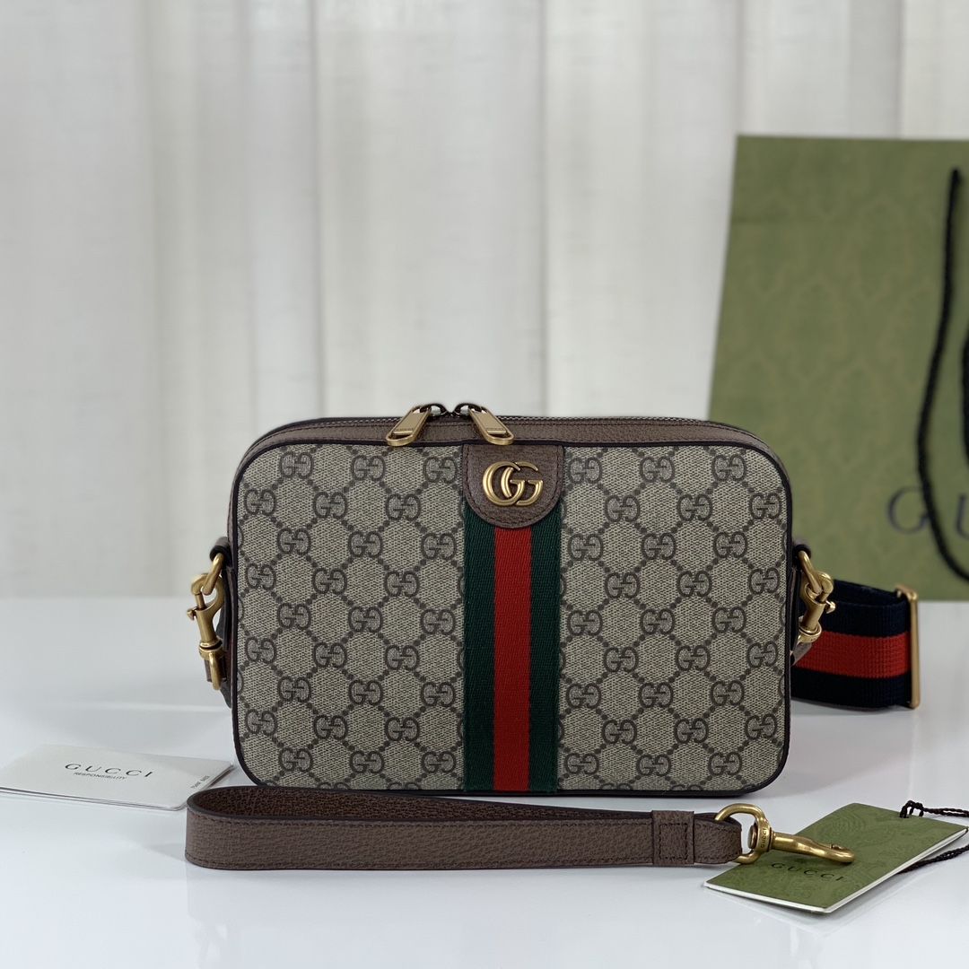 Gucci Ophidia Gg Crossbody Bag Beige And Ebony Gg Supreme