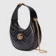 Gucci Gg Marmont Half-Moon-Shaped Mini Bag Black Leather