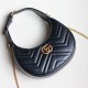 Gucci Gg Marmont Half-Moon-Shaped Mini Bag Black Leather