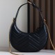 Gucci Gg Marmont Half-Moon-Shaped Mini Bag Black Leather