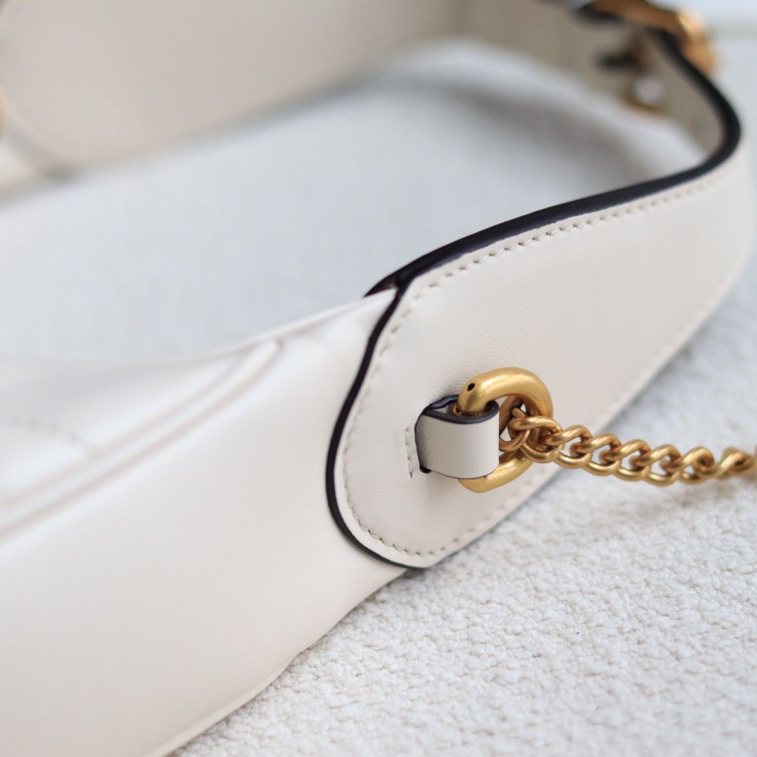 Gucci Gg Marmont Half-Moon-Shaped Mini Bag White Leather