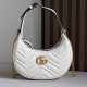 Gucci Gg Marmont Half-Moon-Shaped Mini Bag White Leather