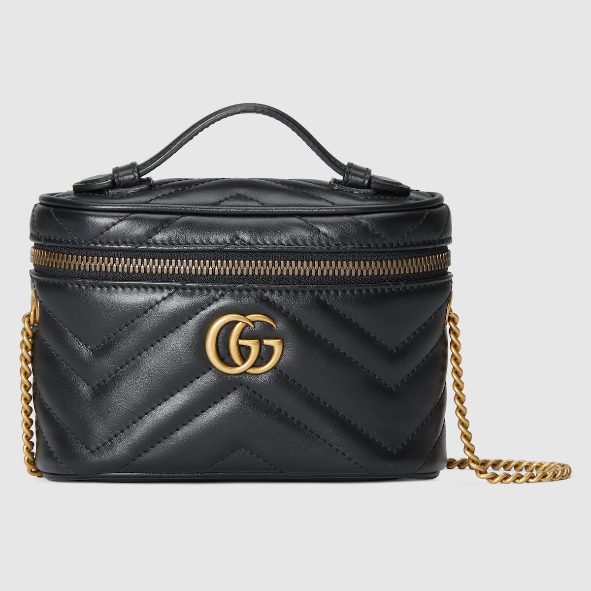 Gucci Gg Marmont Mini Top Handle Bag Black Leather