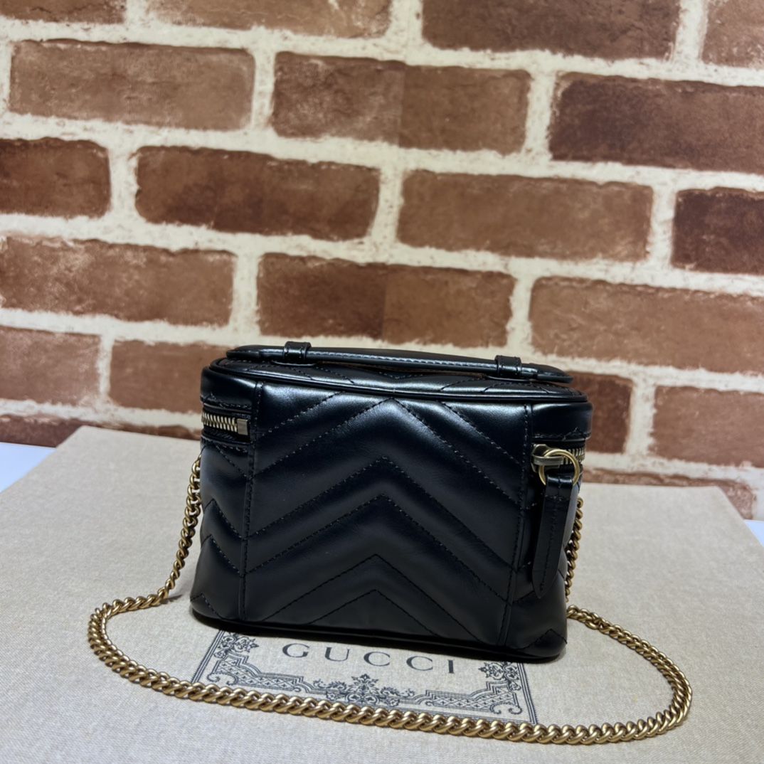 Gucci Gg Marmont Mini Top Handle Bag Black Leather