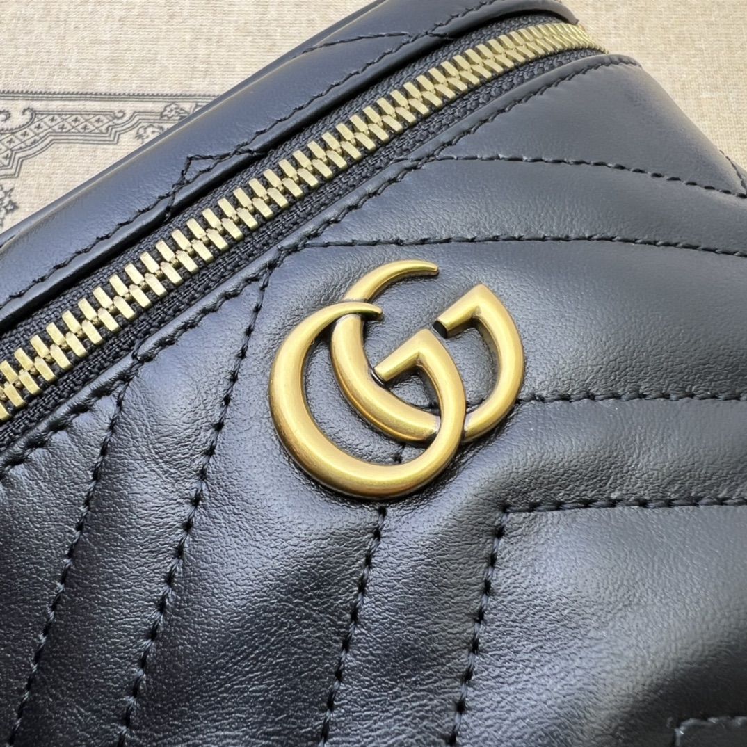 Gucci Gg Marmont Mini Top Handle Bag Black Leather