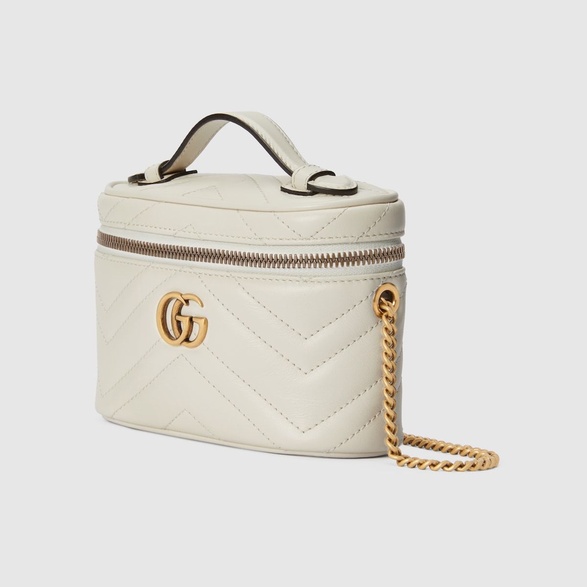 Gucci Gg Marmont Mini Top Handle Bag White Leather