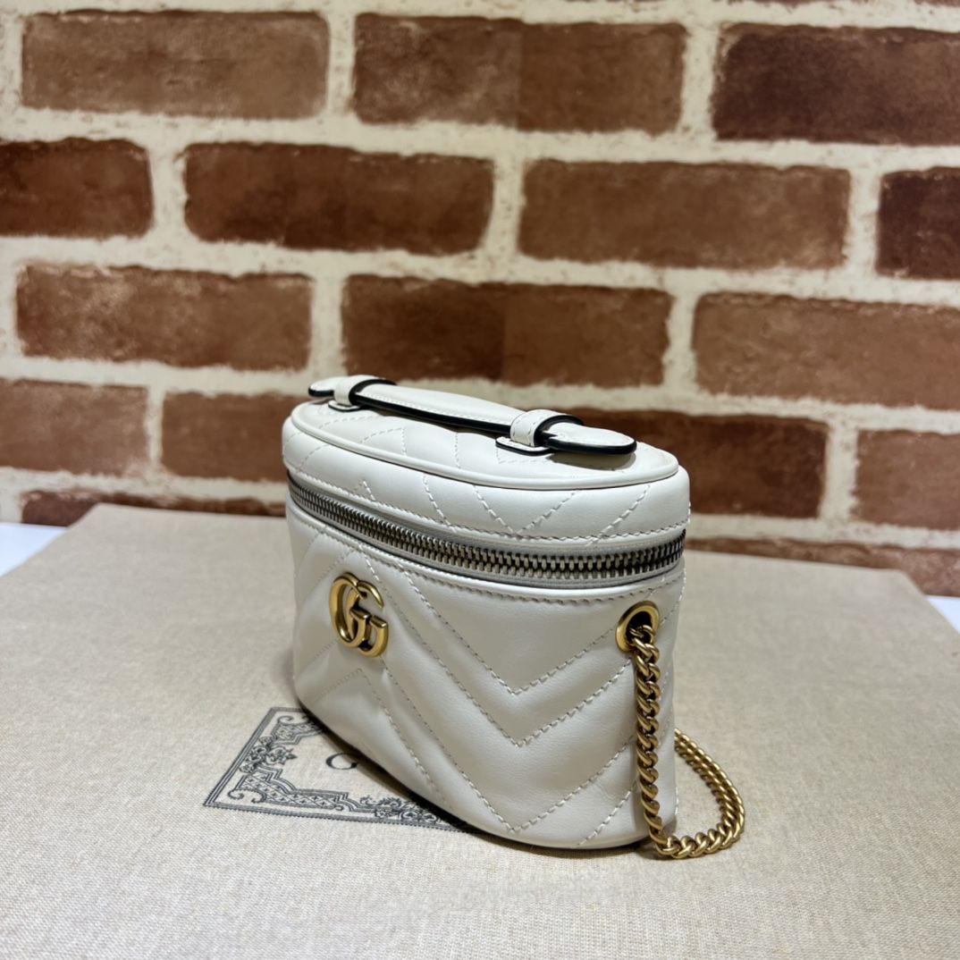 Gucci Gg Marmont Mini Top Handle Bag White Leather