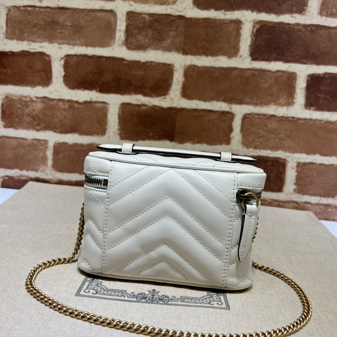 Gucci Gg Marmont Mini Top Handle Bag White Leather