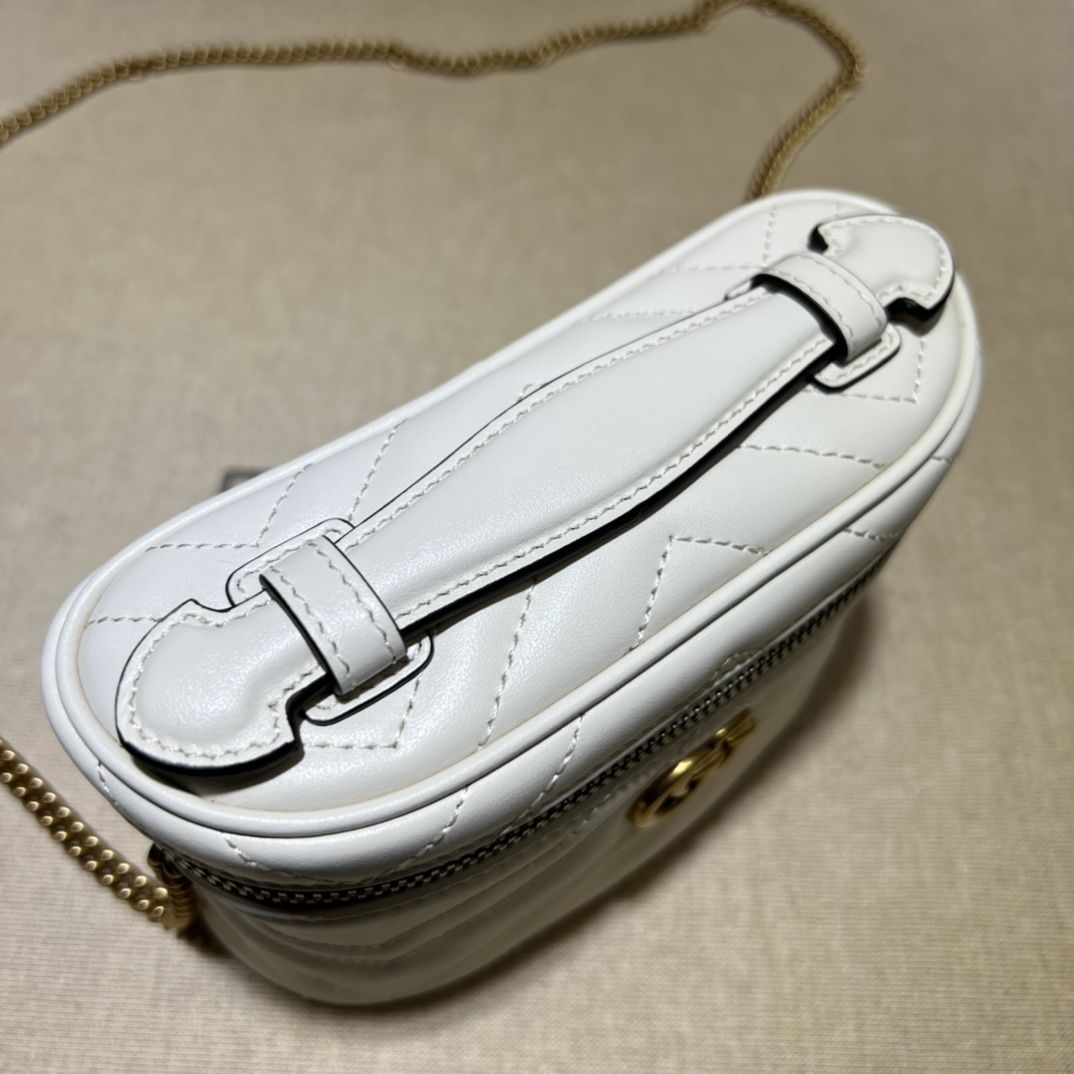 Gucci Gg Marmont Mini Top Handle Bag White Leather