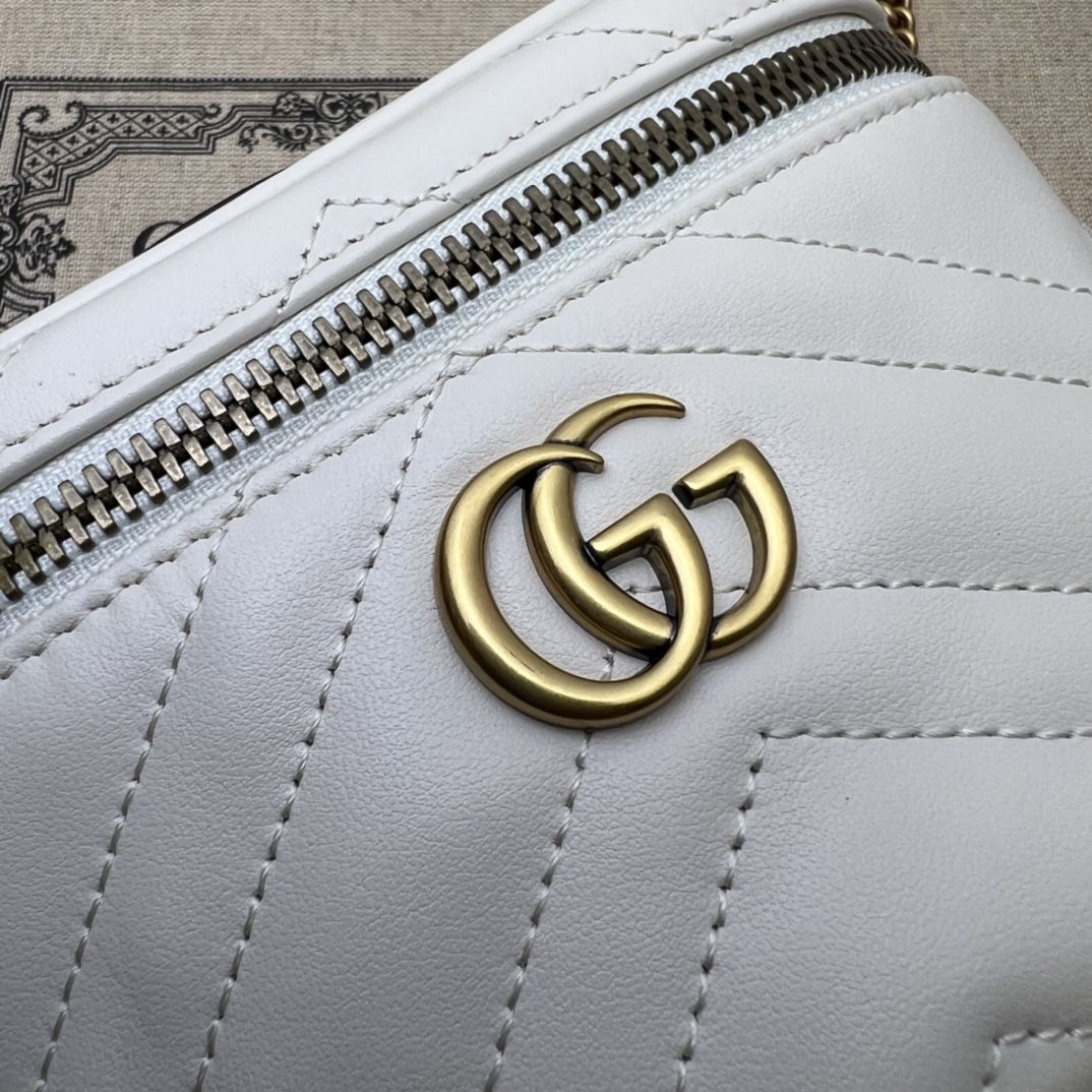 Gucci Gg Marmont Mini Top Handle Bag White Leather