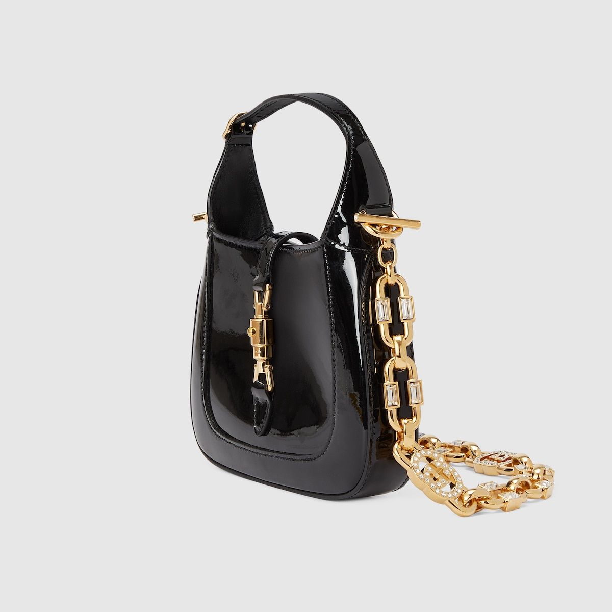 Gucci Jackie 1961 Mini Shoulder Bag Black Patent Leather