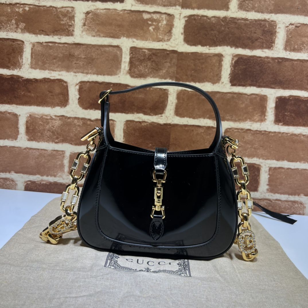 Gucci Jackie 1961 Mini Shoulder Bag Black Patent Leather