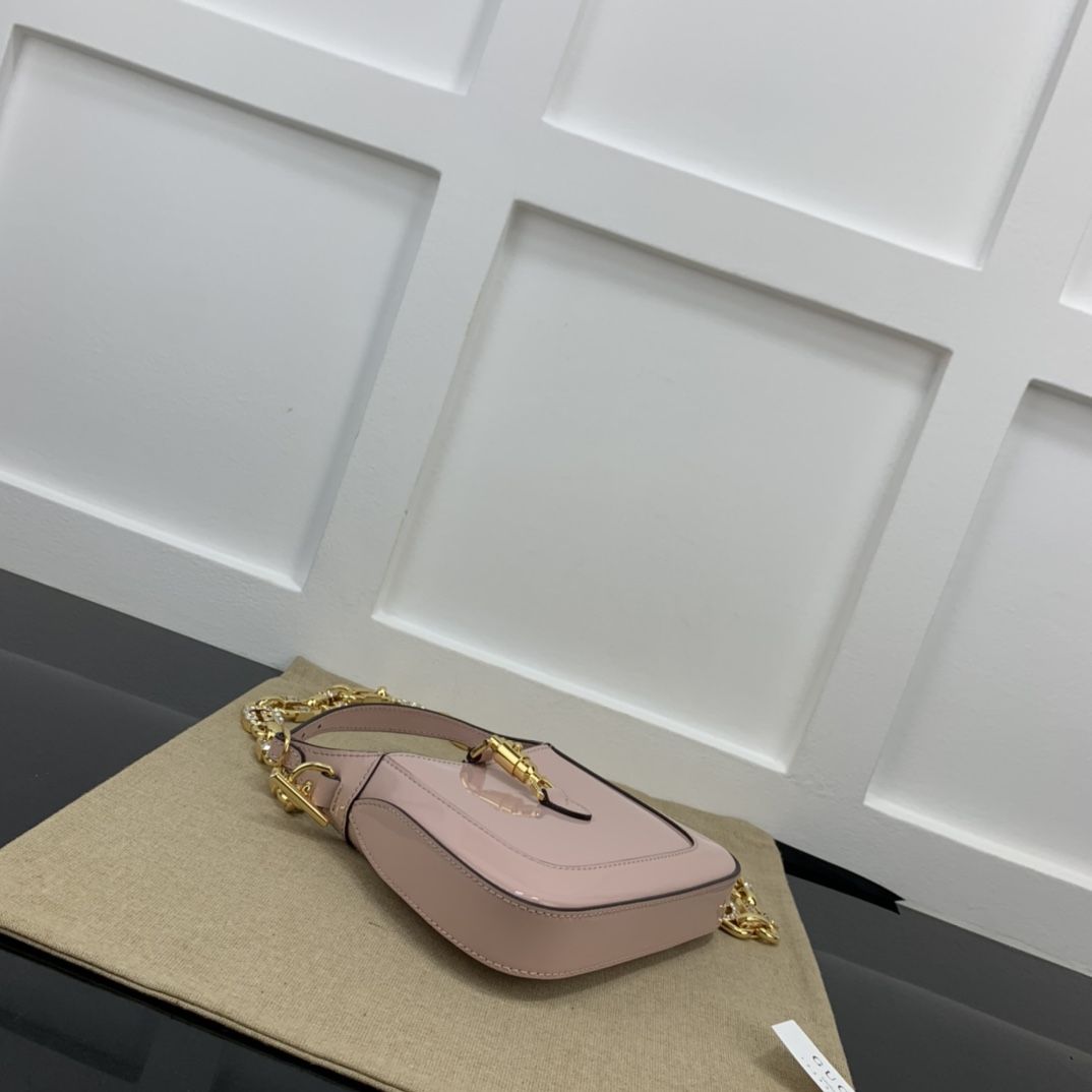 Gucci Jackie 1961 Mini Shoulder Bag Pink Patent Leather