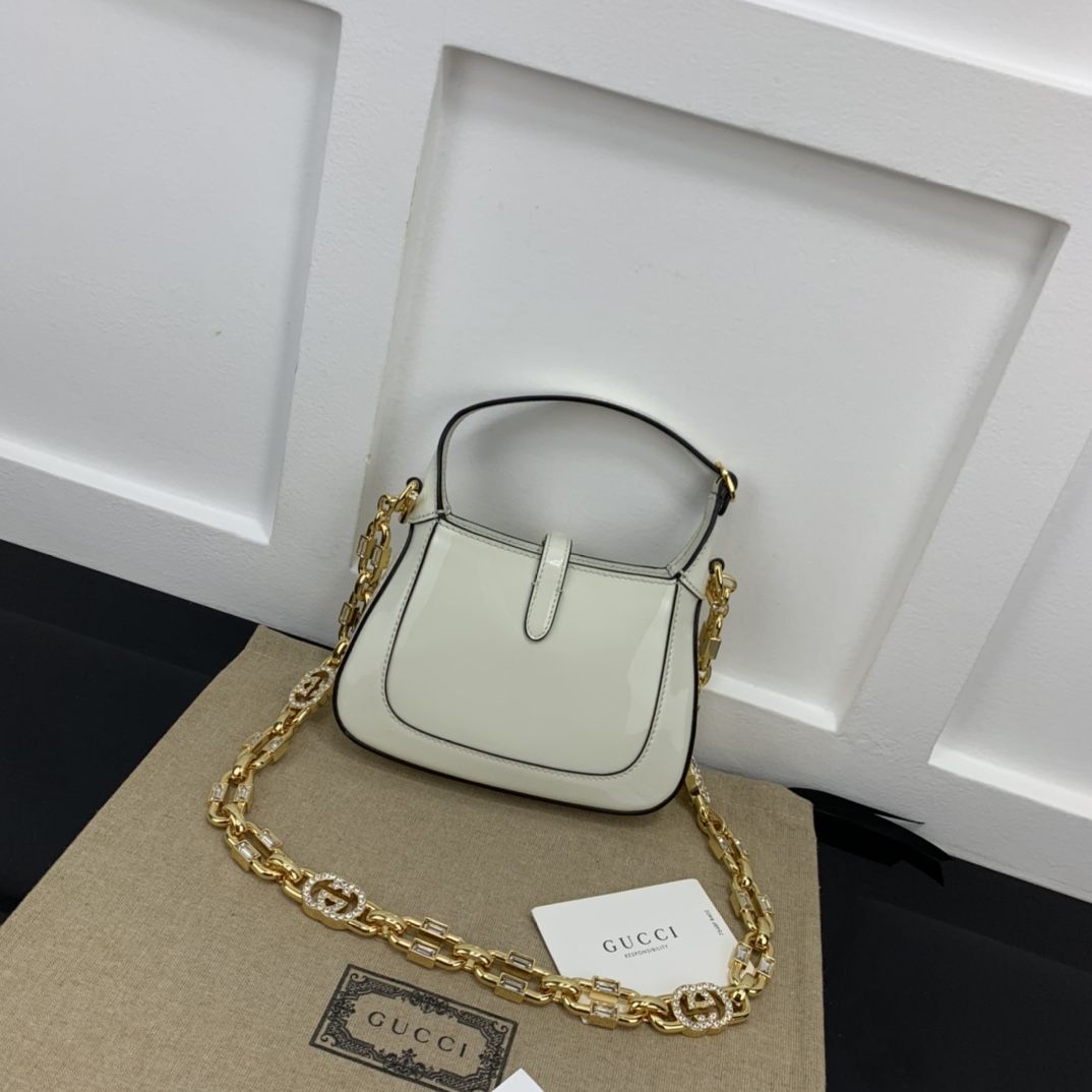 Gucci Jackie 1961 Mini Shoulder Bag White Patent Leather